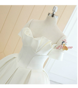 White Satin Off The Shoulder Wedding Dress