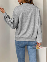 Casual Bow Splicing Gray Round Neck Top