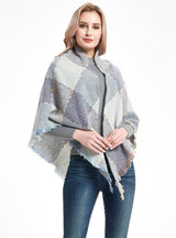 Triangular Large Plaid Bristle Scarf