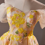Yellow Tulle Sequins Homecoming Dress