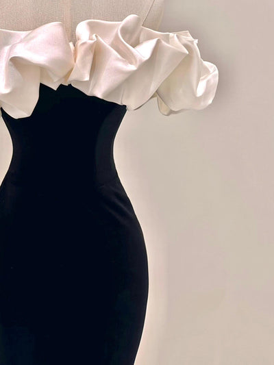 Black Mermaid Velvet Off the Shoulder Prom Dress