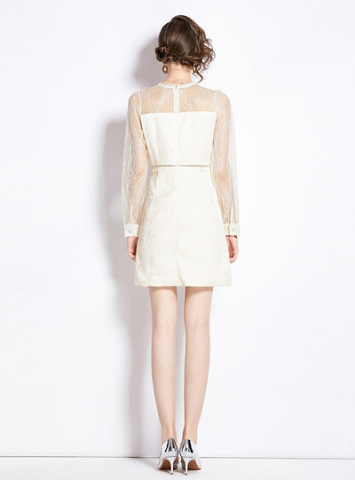 Wooden Ear Openwork Jacquard Dress