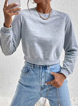 Long Sleeve Round Neck Solid Color Top