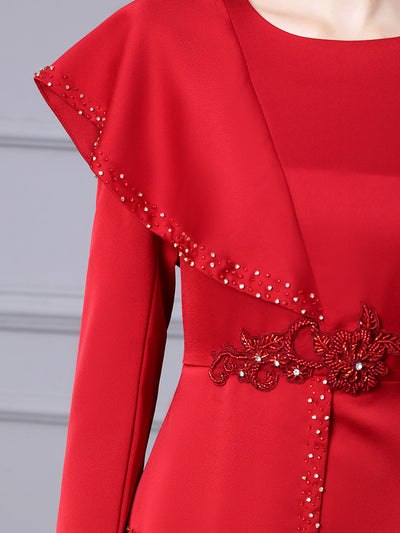 Red Beading Mother Of The Bride Dress