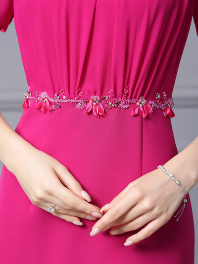 Fuchsia Beading Mother Of The Bride Dress