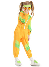 Children's Yellow-green Color Matching One-piece Sportswear