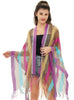 Rainbow Stripe Summer Sunscreen Thin Hollow Shawl