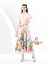Short-sleeved Wide-swing Printed Dress
