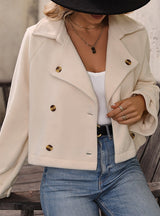 Solid Color Button Short Jacket