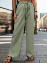 High Waist Elastic Wide-leg Pants