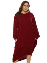 Round Neck Fashion Lantern Long Sleeve Dress