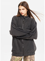 Women Retro Zipper Loose Coat