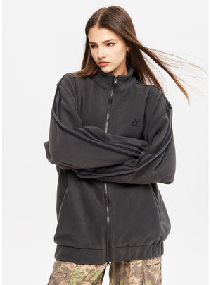 Women Retro Zipper Loose Coat