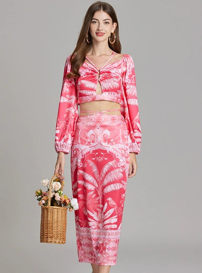 Sexy Backless Strap Top+Skirt Two-piece Suit