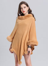 Wool Jacquard Pullover Cloak Shawl