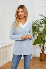 Round Neck Loose Casual Long Sleeve T-shirt