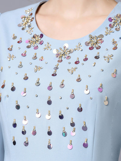 Blue Beading Sequins Mother Of The Bride Dress