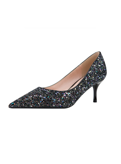 Shallow-mouthed Pointed Sequined Banquet Shoes