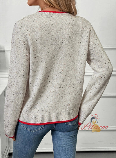 Casual Contrast Knitted Cardigan Coat