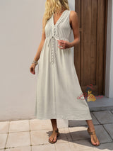 Solid Color V-neck Loose Sleeveless Vest Dress