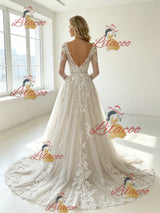 White Tulle Lace Appliques Wedding Dress
