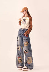 Graffiti Loose Straight Casual Wide-leg Pant
