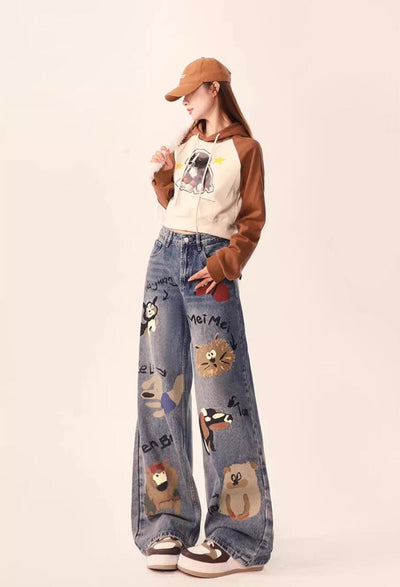 Graffiti Loose Straight Casual Wide-leg Pant