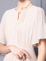 Apricot Chiffon Pleats Beading Mother Of The Bride Dress
