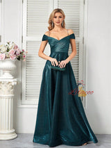 Green Spaghetti Straps Pleats Prom Dress
