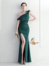 Mermaid One Shoulder Split Prom Dress