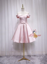 Simple Pink Satin Homecoming Dress