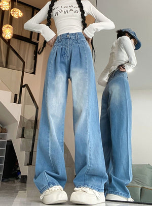 Retro Straight High Waist Slim Jeans
