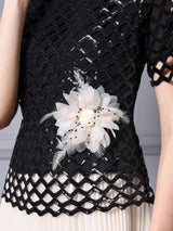 Black Sequins Short Sleeve Mother Of The Bride Dress