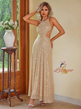 Sexy Sequins One Shoulder Long Dress