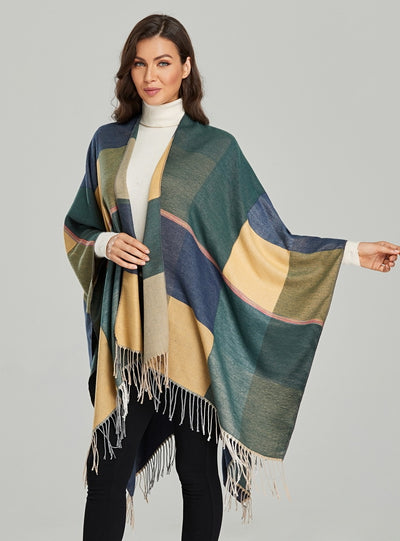 Retro Fashion Jacquard Split Thick Warm Shawl