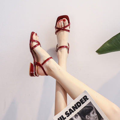 Summer Thick Heels Flat Sandals