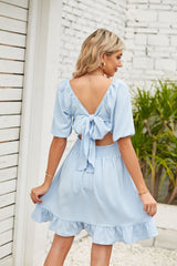 Solid Color Short Sleeve Loose Dress