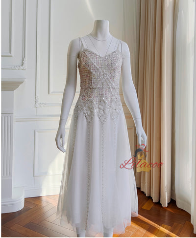 Open-back Sling Slim Mesh Dress