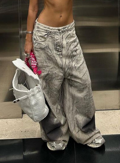 Graffiti Low Waist Wide Leg Jeans