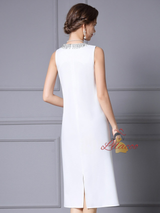 White Beading Mother of the Bride Dress