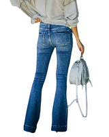 High Waist Elastic Splicing Flared Jeans