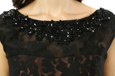 Black Lace Backless Mother Of The Bride Dress