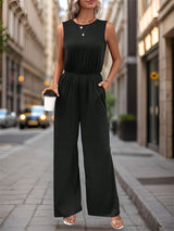 Sleeveless High Waist Elastic Waist Jumpsuit