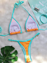 Sexy Patchwork Metal Accessories Pearl Swimsuit