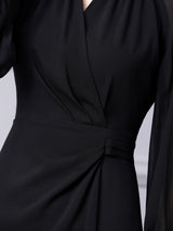 Black Long Sleeve Pleats Mother Of The Bride Dress