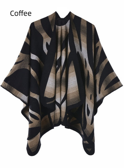 Ladies Scarf Zebra Split Shawl Cloak