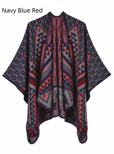 Fashion Split Shawl Cloak Retro Shawl