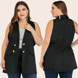 Solid Color Suit Double-breasted Loose Vest