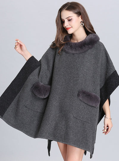 Loose Round Neck Pullover Cape Shawl