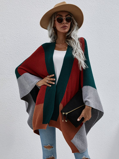 Plaid Loose Knit Cardigan Coat Sweater